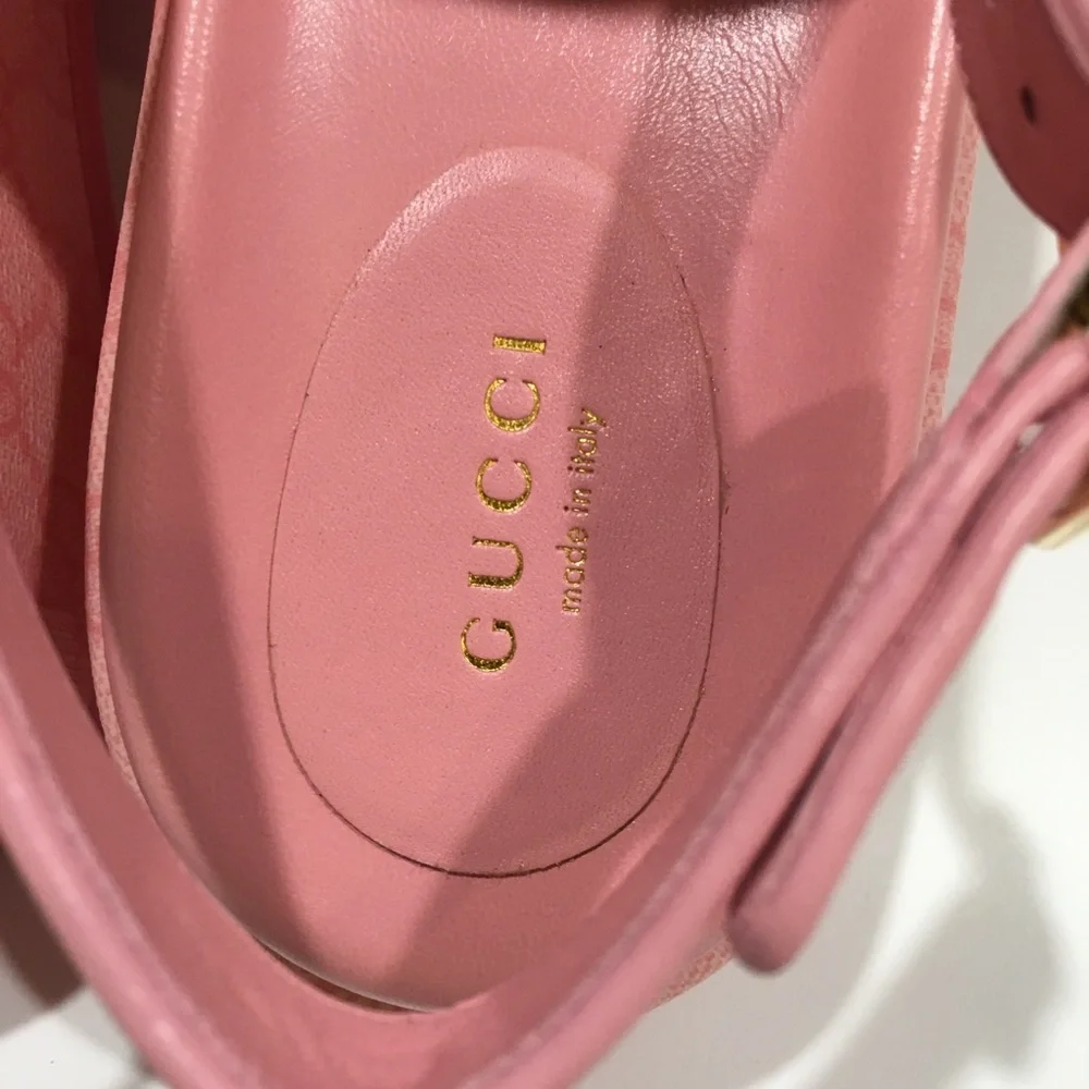 GUCCI GG SUPREME PLATFORM SLINGBACK SANDAL -COTTON CANDY PINK -WOMEN’S US 8 -NIB - Picture 7 of 11